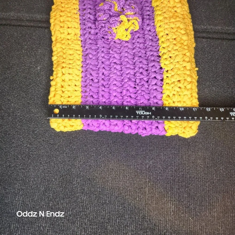 Crochet Plastic Tote Bag & Coin Purse Set With‎ Flower Design - Picture 6 of 10